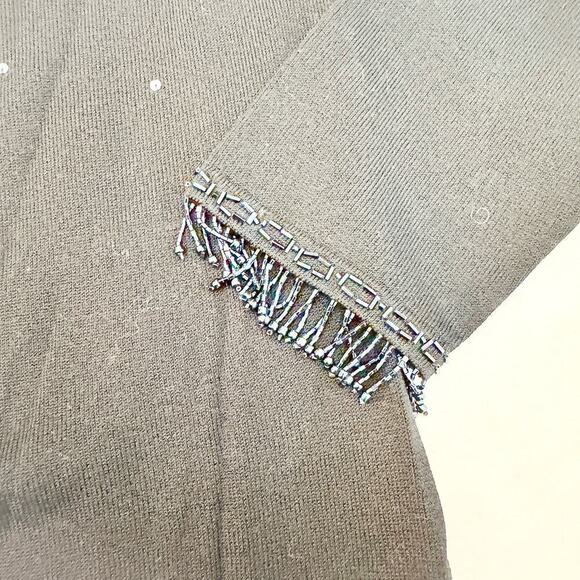 Escada Black Embellished Sequin Design 3/4 Sleeve Top Rayon/Cotton Size 38 MINT - Picture 5 of 7